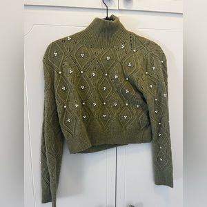 Zara Winter Crop Sweater with Pearl accents